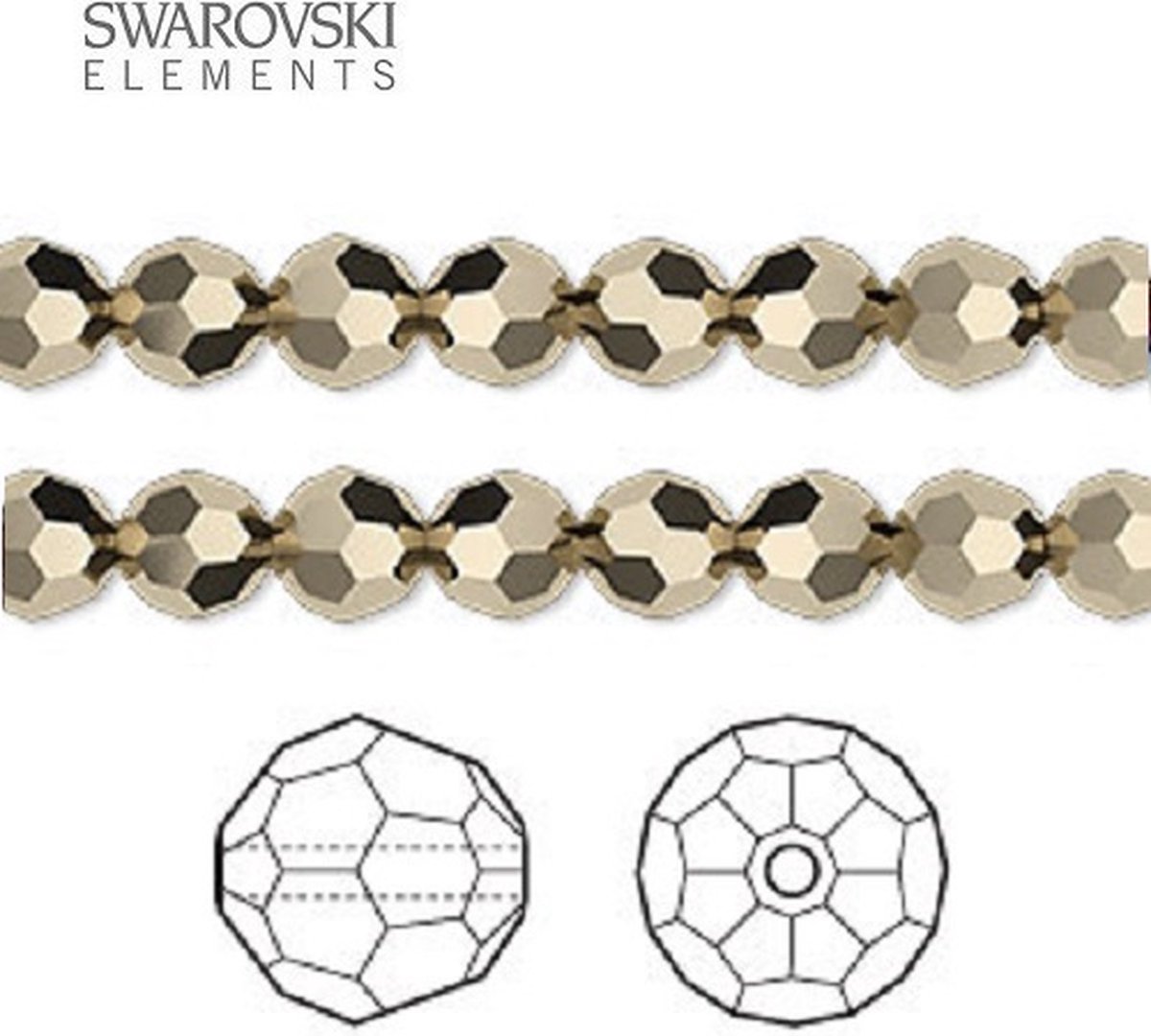 Swarovski Elements, 24 stuks Swarovski ronde kralen, 6mm, metallic light gold 2x (5000)