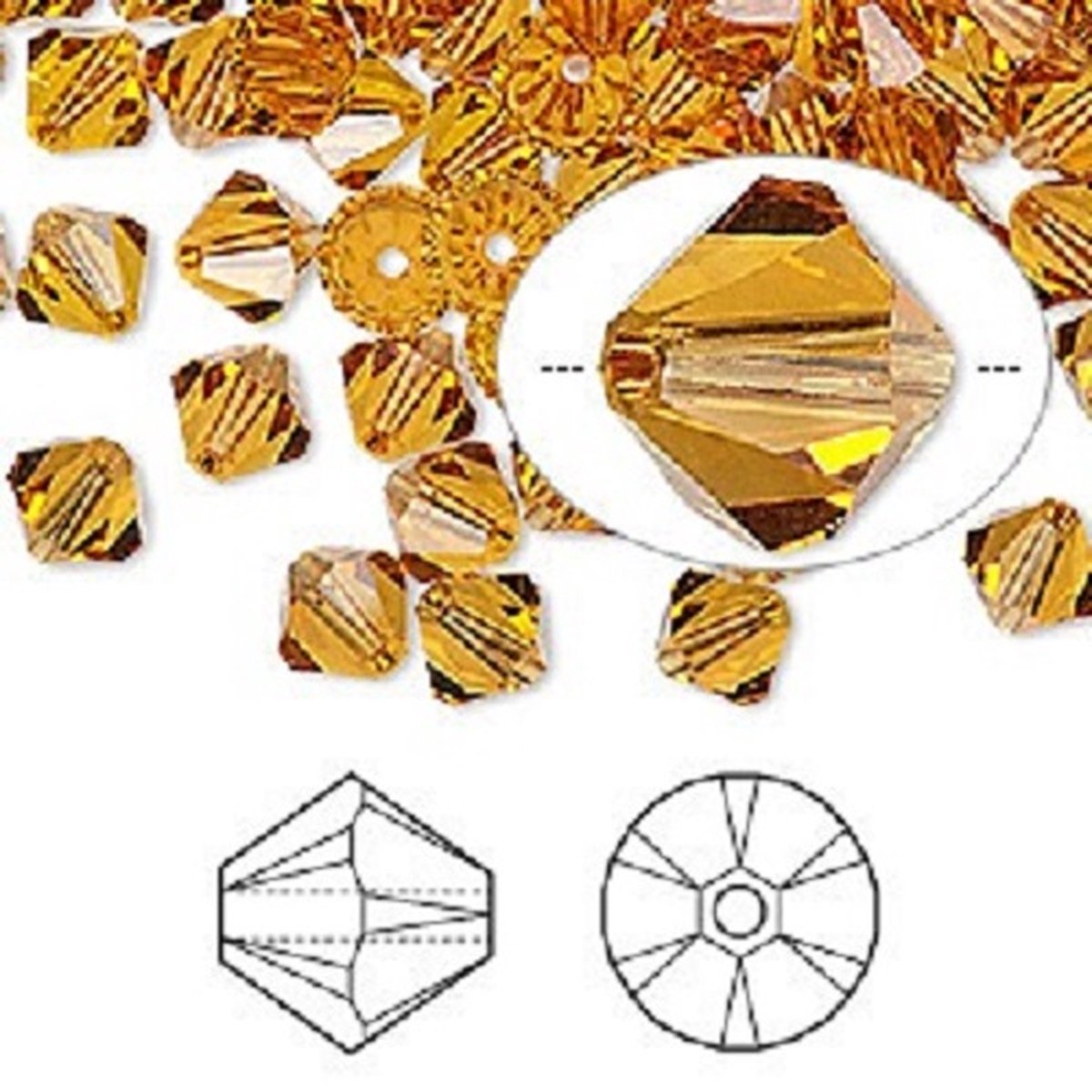 Swarovski Elements, 36 stuks Xilion Bicone kralen (5328), 6mm, topaz