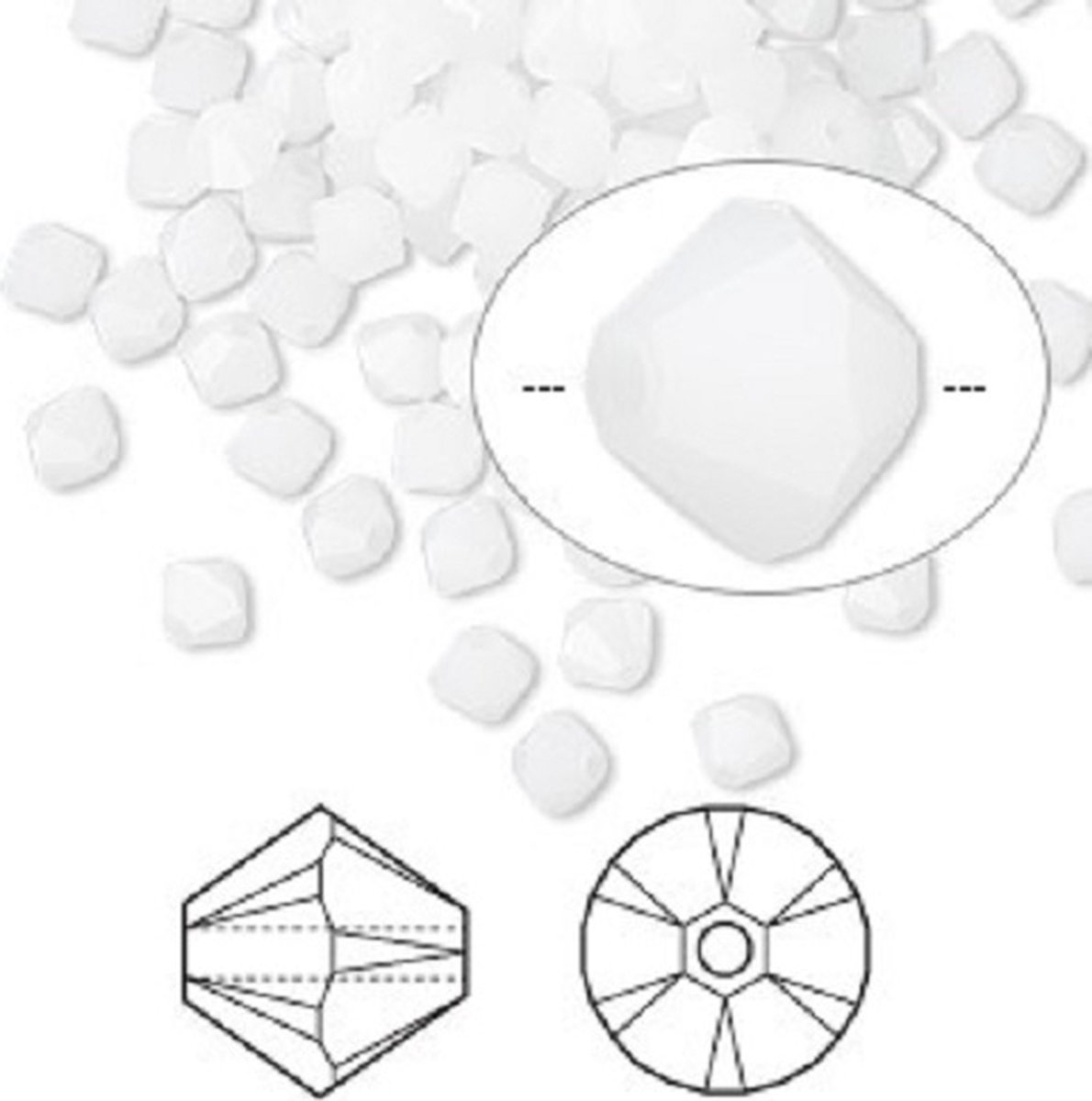 Swarovski Elements, 48 stuks Xilion Bicone kralen (5328), 4mm, white alabaster