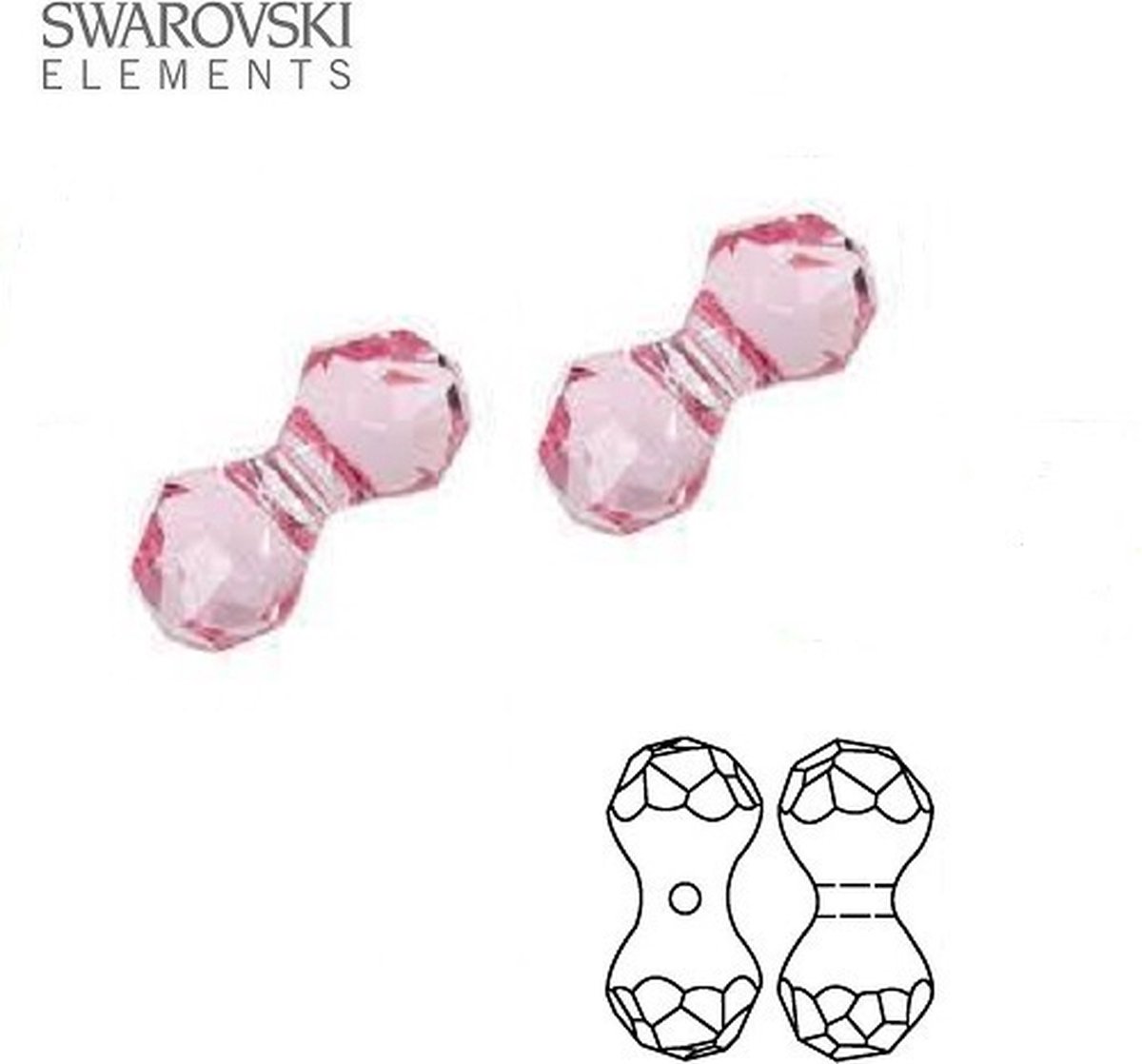 Swarovski Elements, Modular kralen (5150), 11x6mm, light rose, 6 stuks