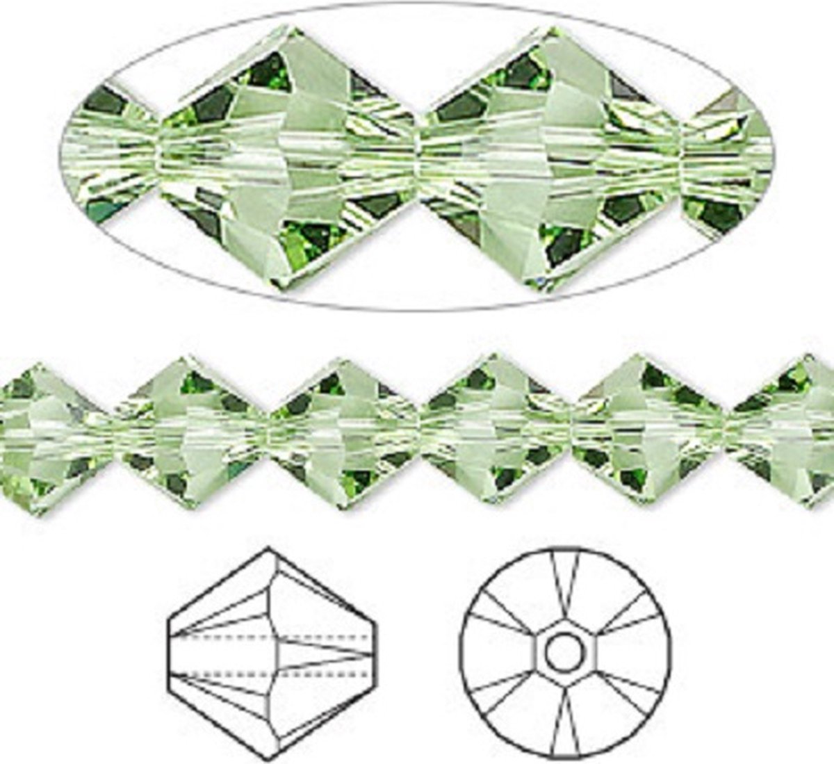 Swarovski Elements, Xilion Bicone (5328), 8mm, peridot. Per 24 stuks