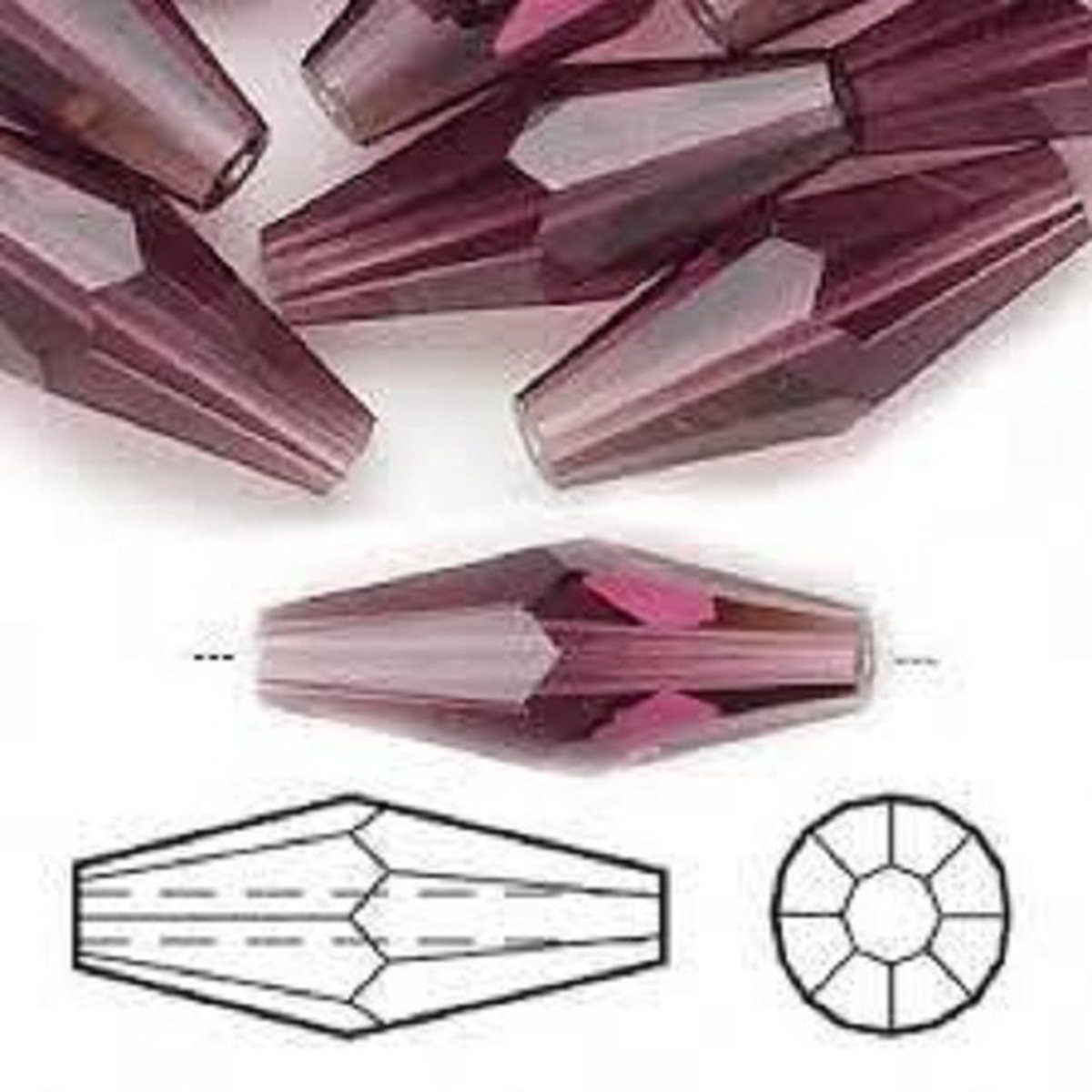 Swarovski Elements, dubbele bicone (5205), 25x10mm, amethyst. Per 6 stuks