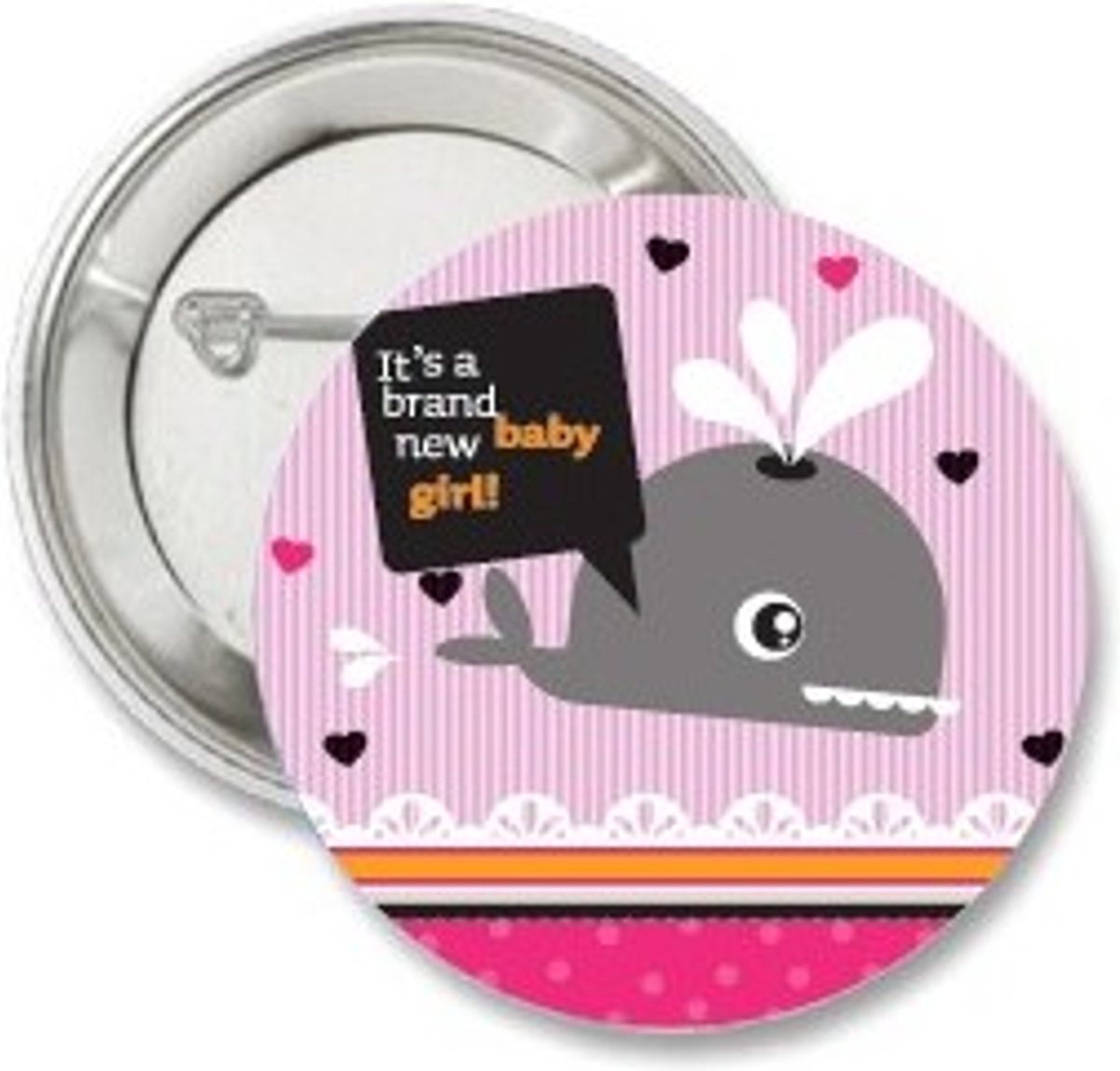 9 Buttons Its a brand new baby girl Walvis - baby - walvis - button - geboorte - zwanger - babyshower - genderreveal