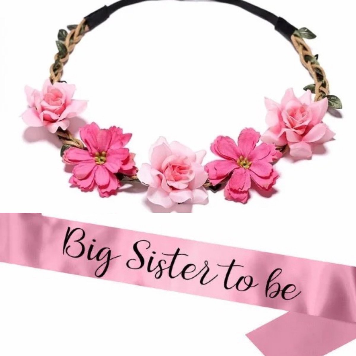 Big Sister to Be sjerp en haarband roze - sjerp - haarband - genderrveal - babyshower - zwanger - geboorte - big sister