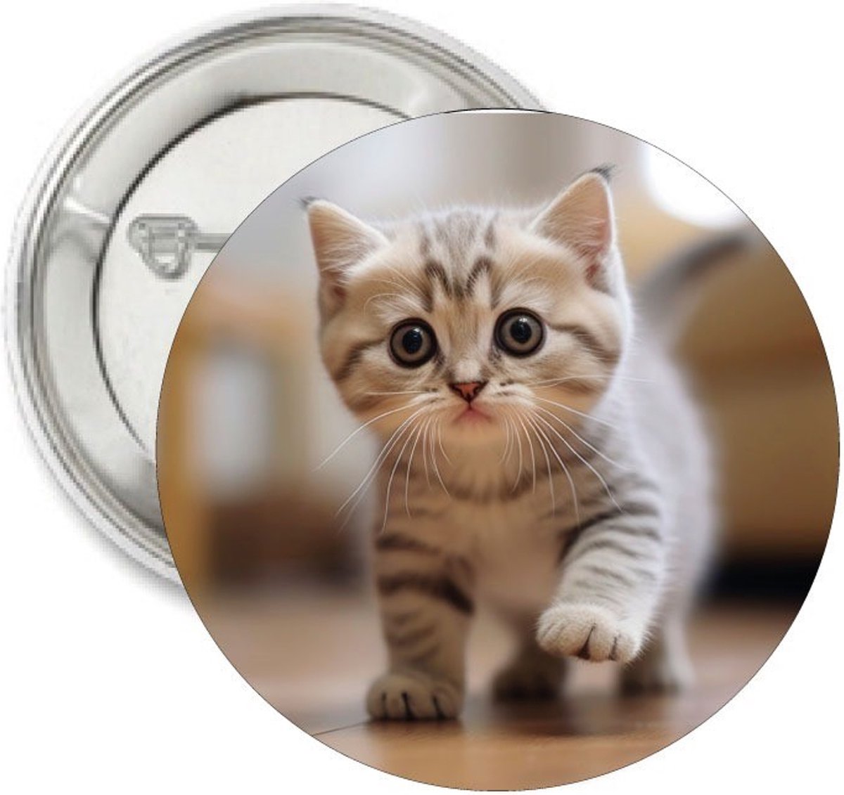 Button Cute striped kitten - poes - kat - kitten - button - badge - huisdier