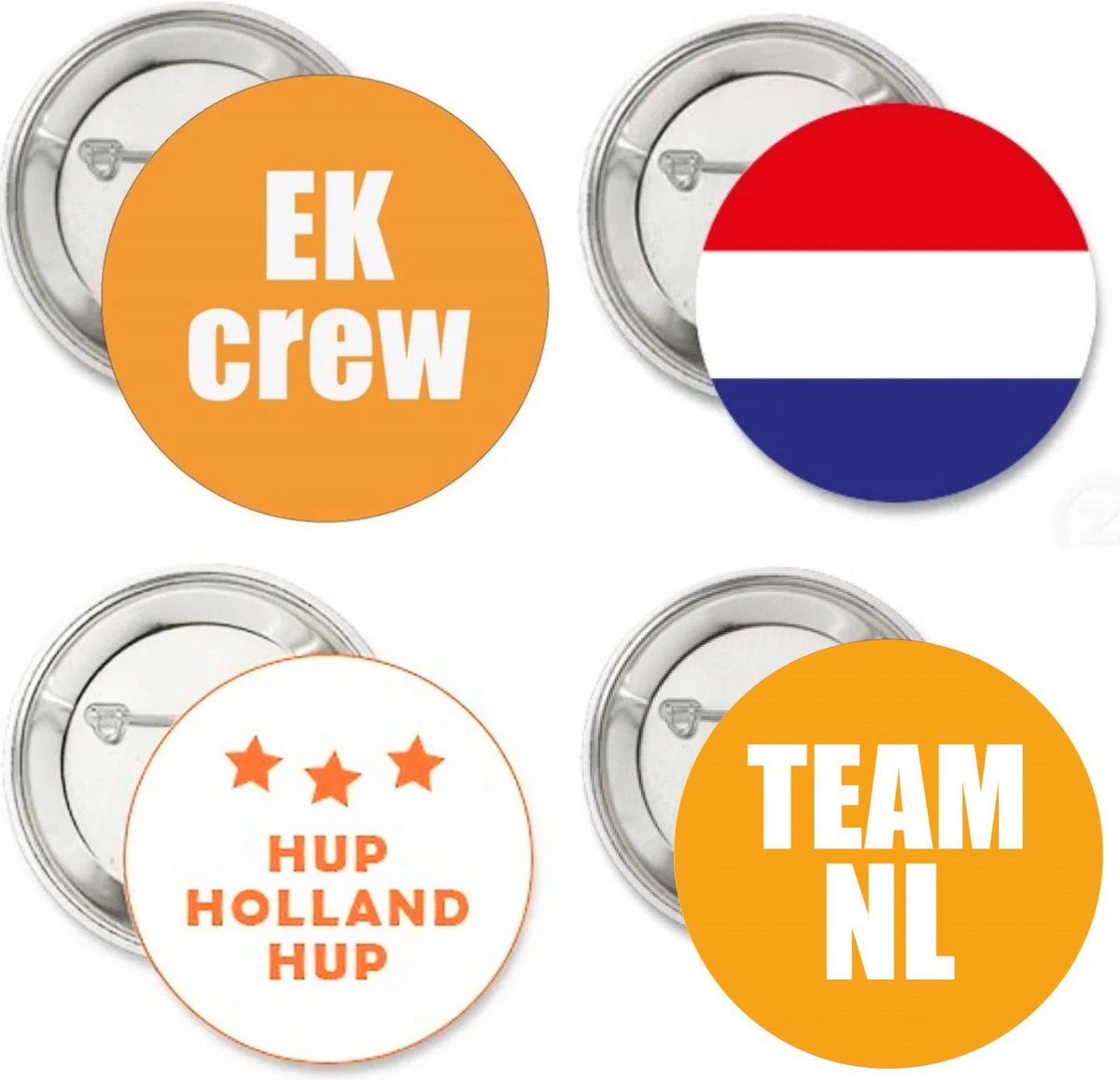 EK button set 4-delig Hup Holland Hup - EK - WK - voetbal - button - sport - Nederlands elftal - Nederland
