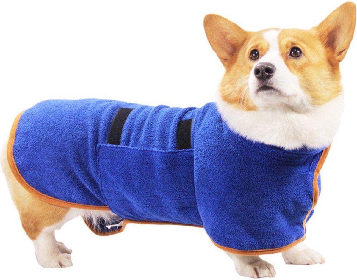 Honden badjas blauw M - hond - badjas - blauw - huisdier - honden kleding - hondenbadjas