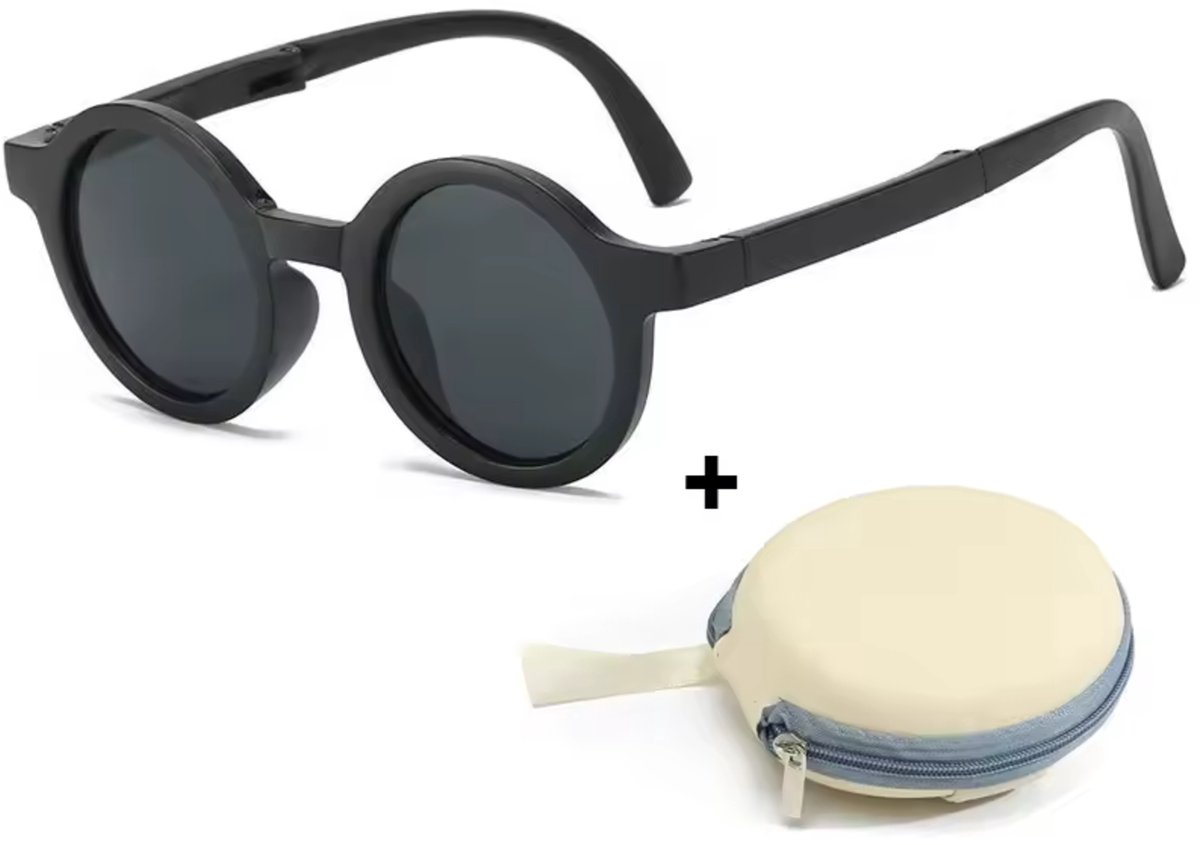 UV-bestendige opvouwbare zonnebril voor babys en peuters zwart + opbergdoos - zonnebril - zwart - baby - kind - zomer - zon - strand - vakantie