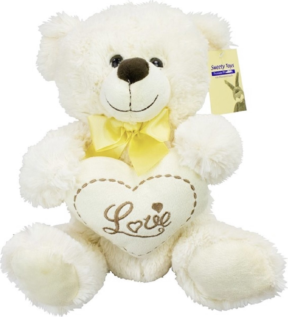 Pluche beer - creme - met hart LOVE - liefde - Valentijn - Moederdag cadeau - kado vriendin - 30 cm