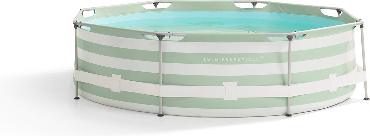 Swim Essentials Frame zwembad rond 305x76 cm Groen Wit gestreept