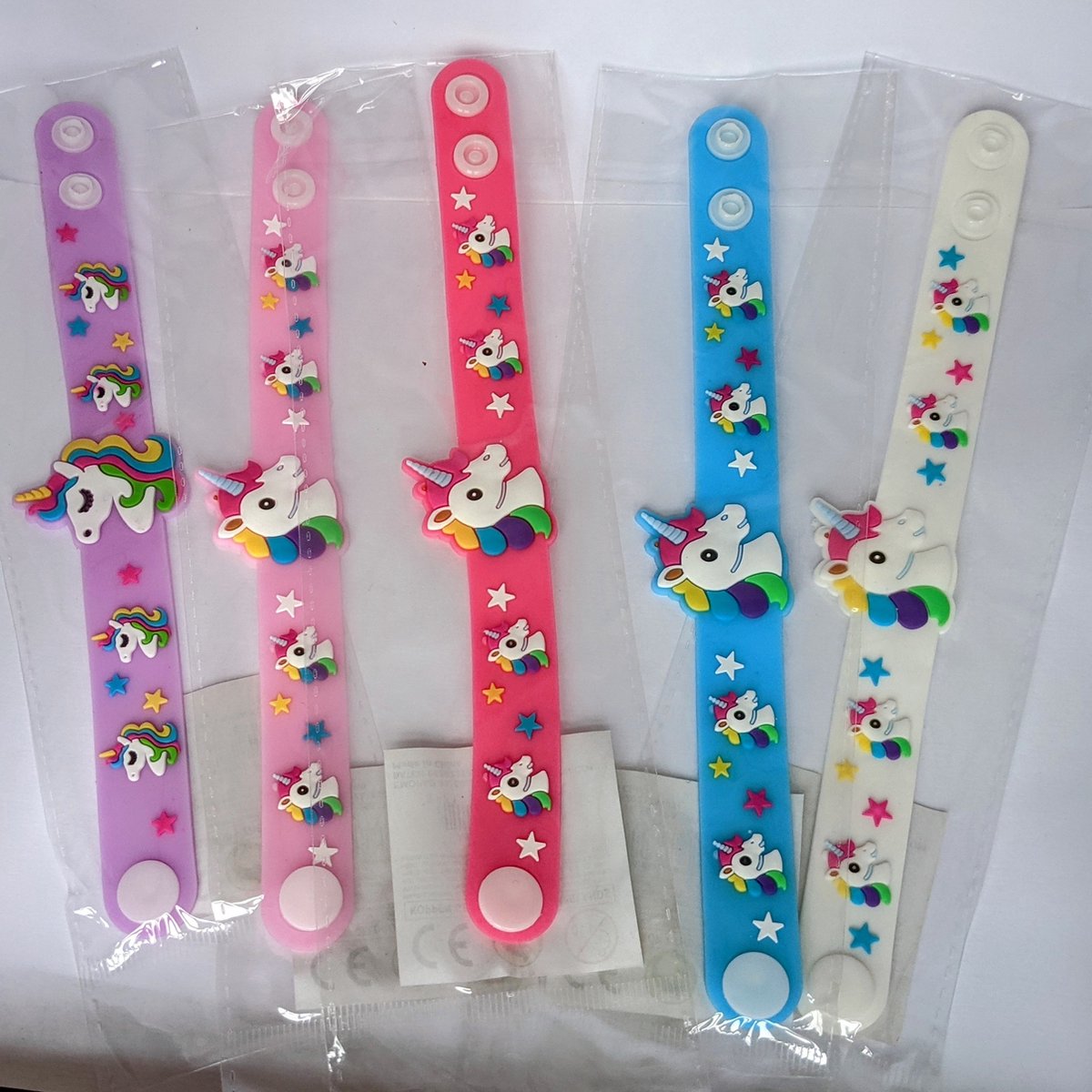 Klaparmband Eenhoorn - Unicorn (set van 5 stuks) - Uitdeelcadeau