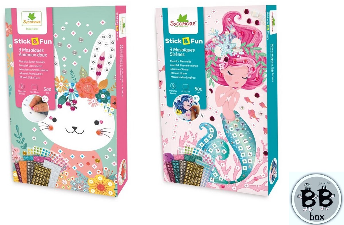 Sycomore - Set van 2 Stick & Fun Mini - Vanaf 5 jaar - Lieve dieren & Zeemeerminnen