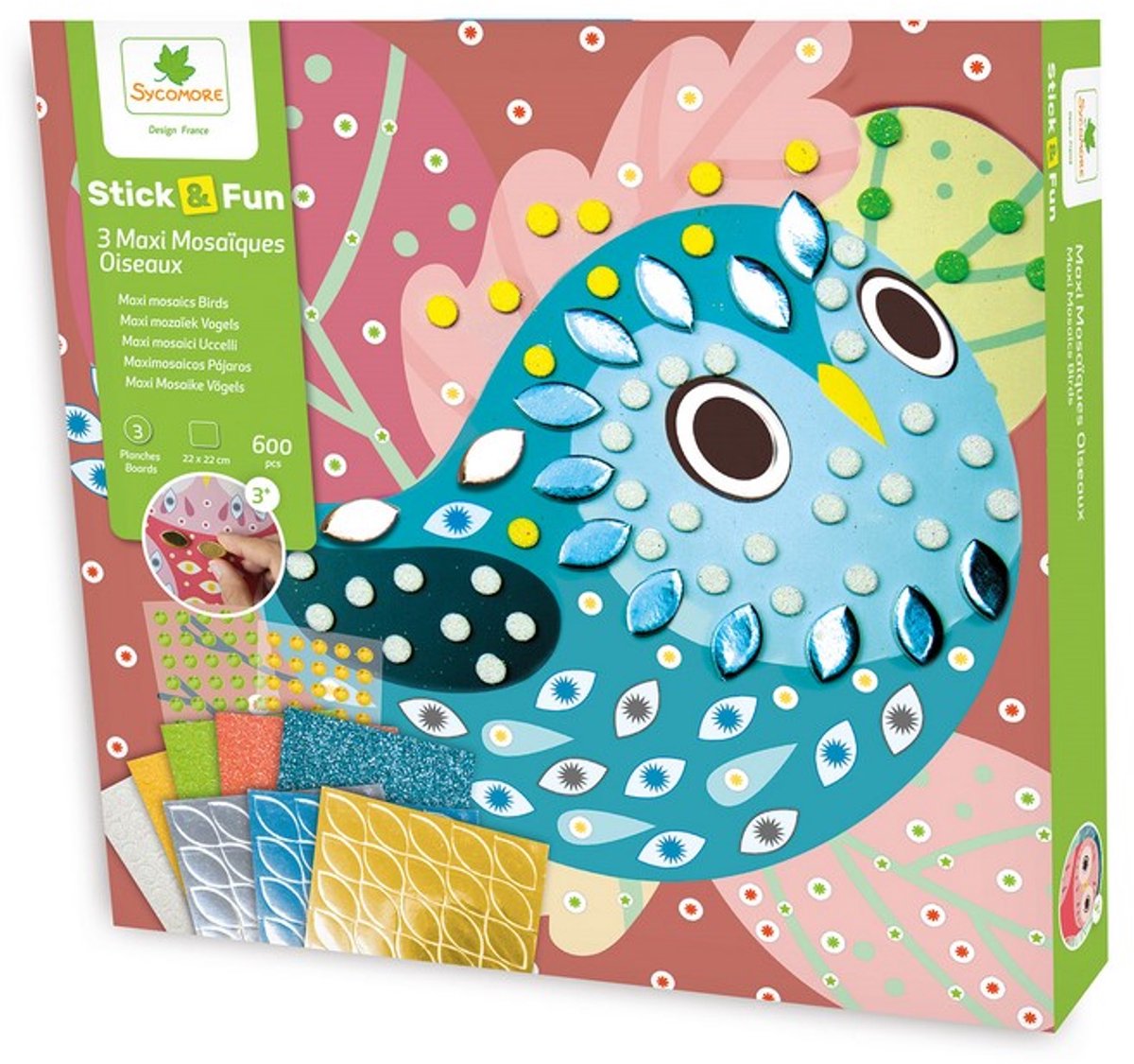 Sycomore speelgoed mozaïek knutselset vogels creatief karton.