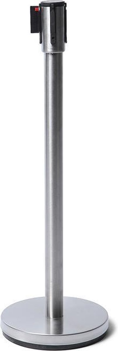   BBECHROME Afzetpaal Flexi Economy Chroom Met 2,5 M Trekband Zwart