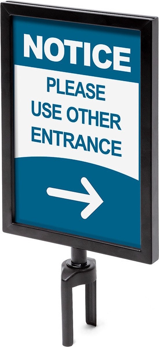 Topbord A4 Voor Afzetpaal Flexi Zwart - Showdown-Displays BBBLACKSIGNA4