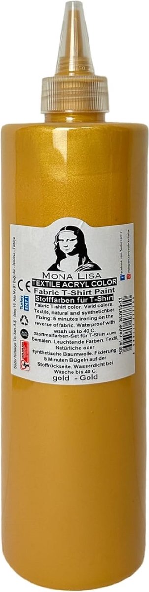 Südor Textielverf 500 ml, goud.Wasbestendige textielverf voor lichte stoffen. Wasmachinebestendig, wasbestendig. Fixatie door strijken