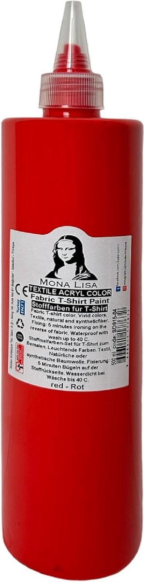 Südor Textielverf 500 ml, rood.Wasbestendige textielverf voor lichte stoffen. Wasmachinebestendig, wasbestendig. Fixatie door strijken
