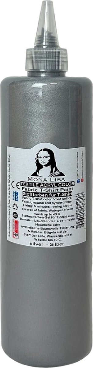 Südor Textielverf 500 ml, zilver.Wasbestendige textielverf voor lichte stoffen. Wasmachinebestendig, wasbestendig. Fixatie door strijken
