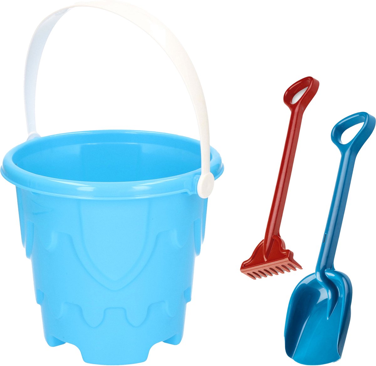 Strand/zandbak set - 3-delig - zandkasteel emmer/schep/hark