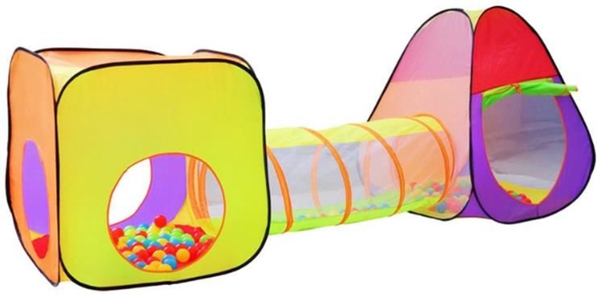 T.R. Goods - Popup Iglo Kindertent met Tunnel en 200 Ballen - Ballenbak Tas Speeltent Speelhuis