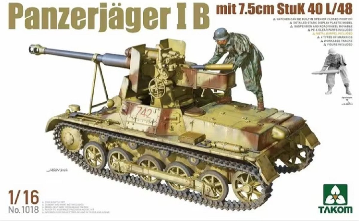 1:16 Takom 1018 Panzerjäger I B mit 7,5cm StuK 40 L48 Plastic kit