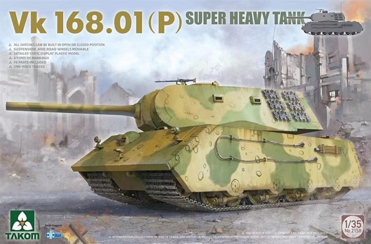 1:35 Takom 2158 VK.168.01 (P) Super Heavy Tank Plastic kit