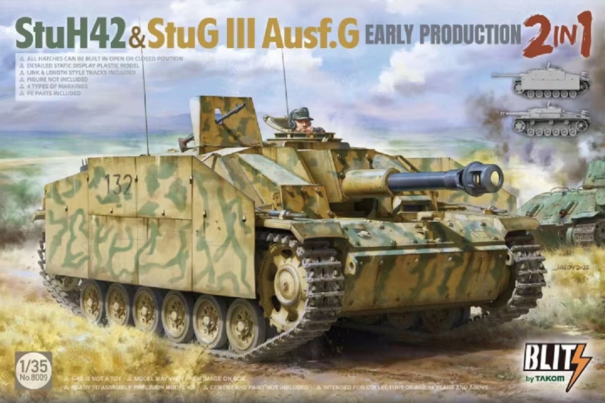 1:35 Takom 8009 StuH 42 & StuG III Ausf.G Early Production - 2 in 1 Plastic kit