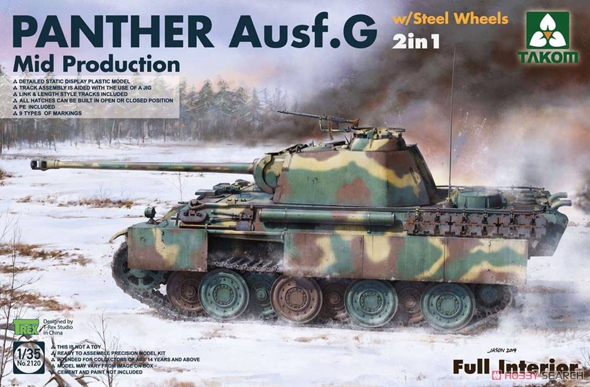 TAKOM Panther Ausf. G Mid Production w/Steel Wheels + Ammo by Mig lijm