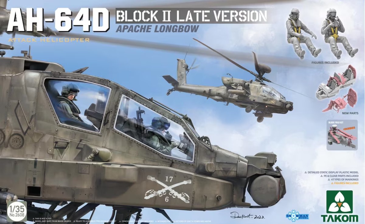 Takom Modelbouwpakket Militaire voertuigen - 2608 AH-64D Block II Late Version - include 3D resin parts nd 2 figures Plastic - 1:35 -