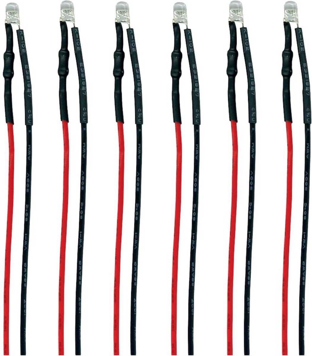 TAMS Elektronik 81-59506-06-C LED Met aansluitdraden Koud-wit, Rood 6 stuk(s)
