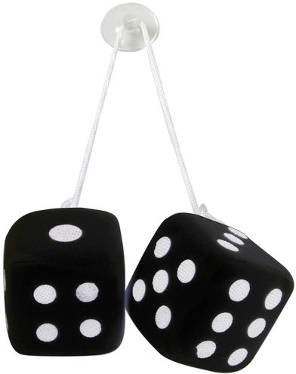 Auto Dobbelstenen Zwart met Zuignap - Autospiegel Dobbelsteen - Zwart