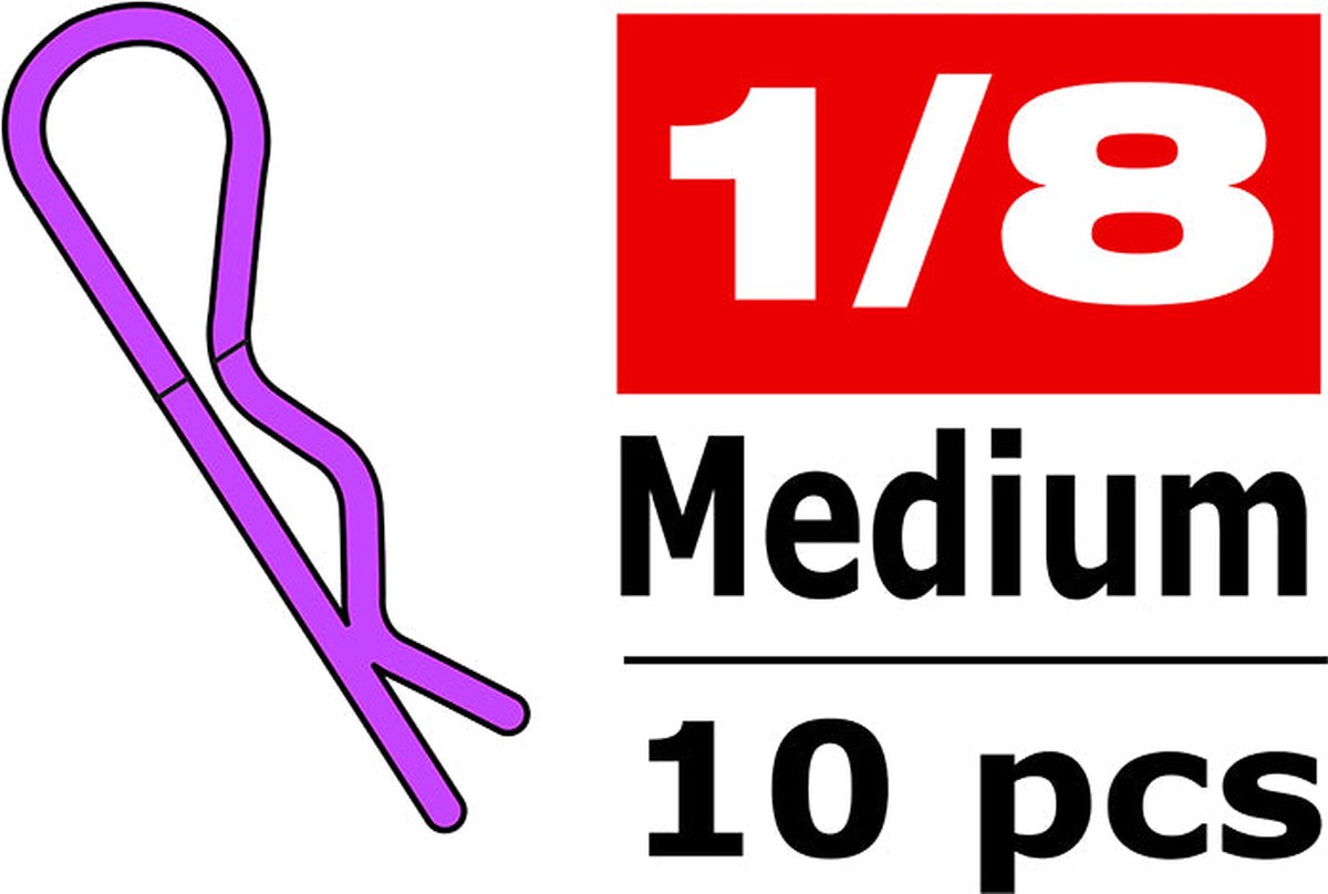 Team Corally - Carrosserie clipsen - 45° gebogen - Medium - Paars - 10 st