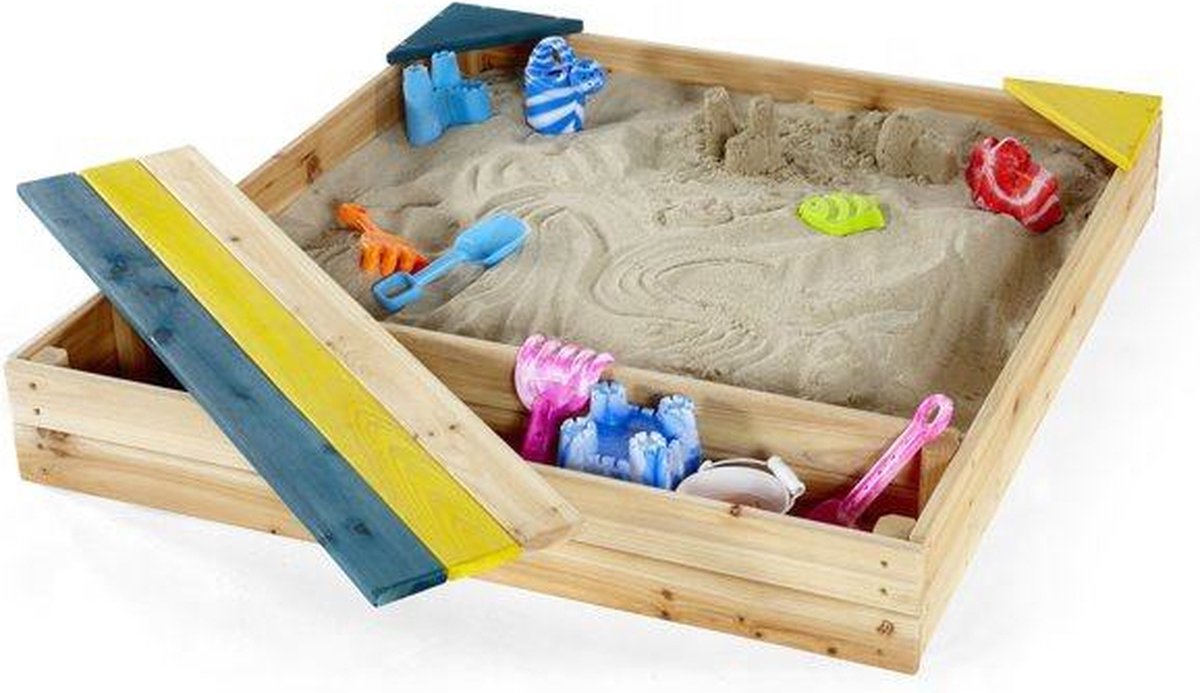 Zandbak met Bankjes en Berging - Hout - incl Afdekkap -Buitenspeelgoed Tuin voor Jongens en Meisjes - 102 x 96.5 x 15 cm