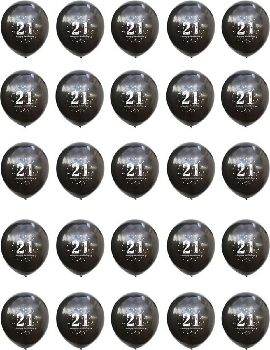 25 Zwarte Ballonnen - 21 Jaar & Gefeliciteerd