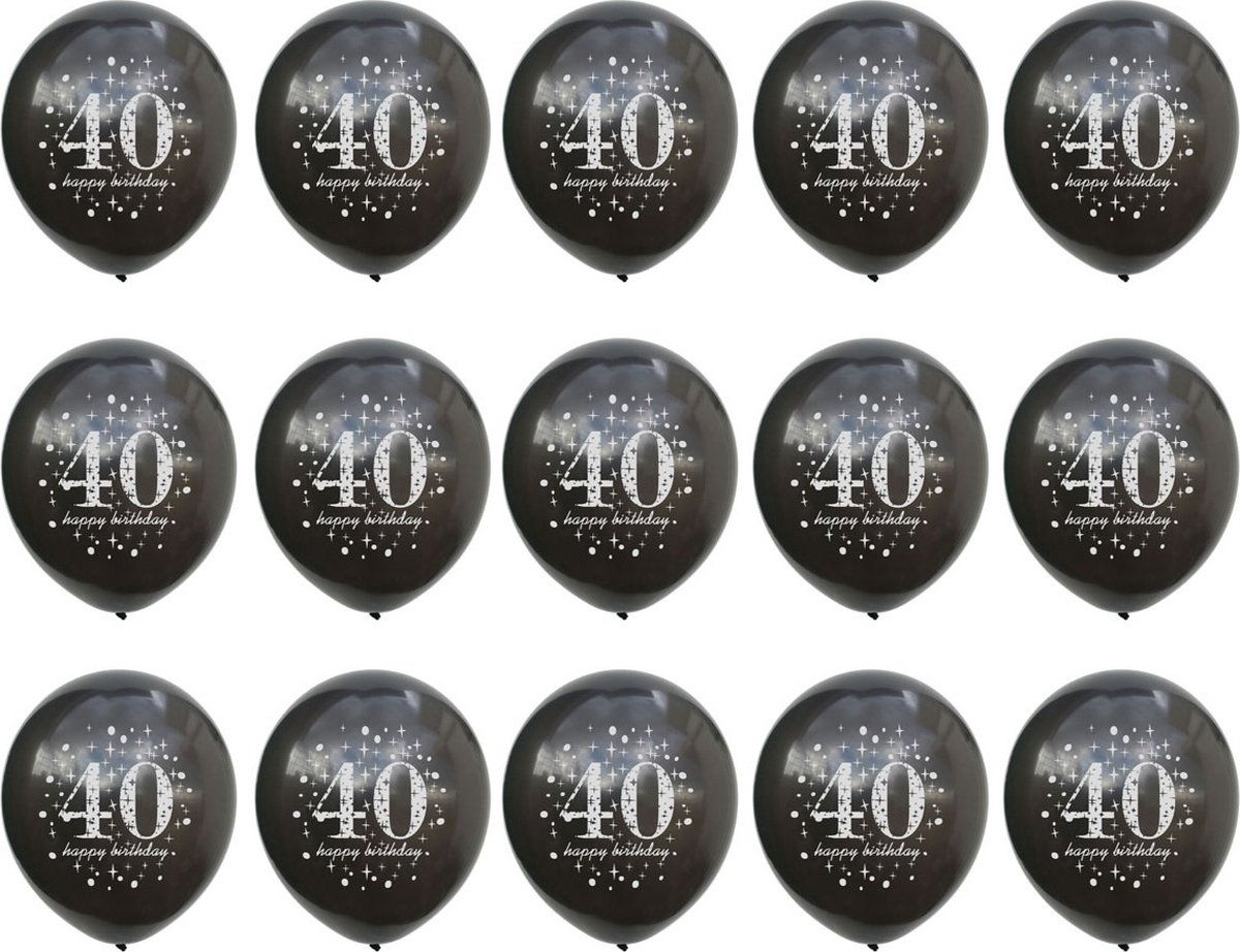 Verjaardag feest ballonnen 40 jaar 15 stuks. Ballon los 40