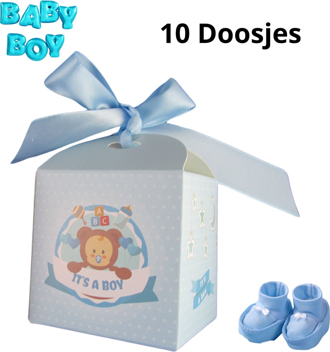 Geschenkdoosje geboorte - 10 stuks blauw - kraamvisite - jongen - traktatie - Baby