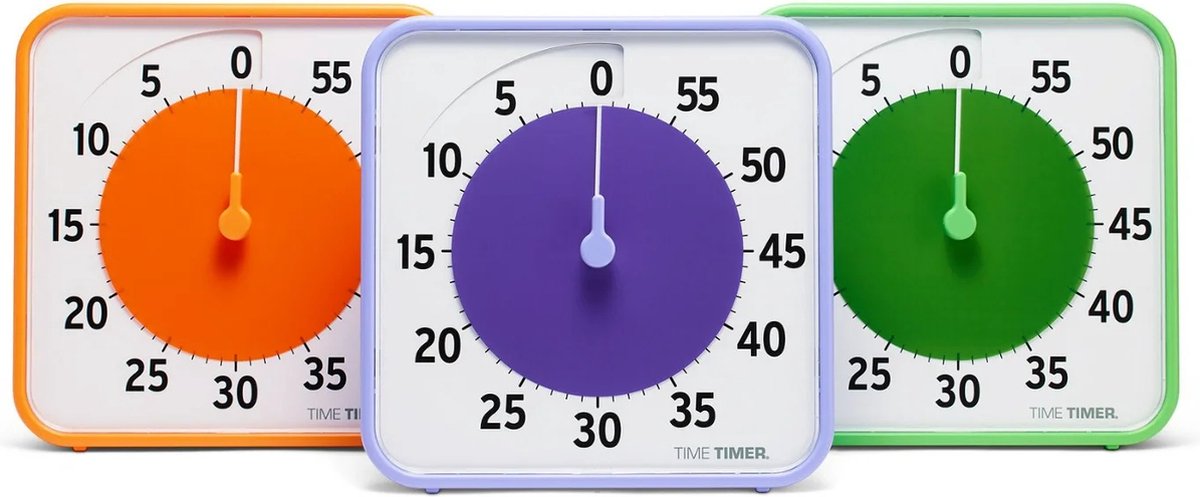 Time Timer® Classroom set - 3 stuks - oranje, paars en groen - secundaire kleuren