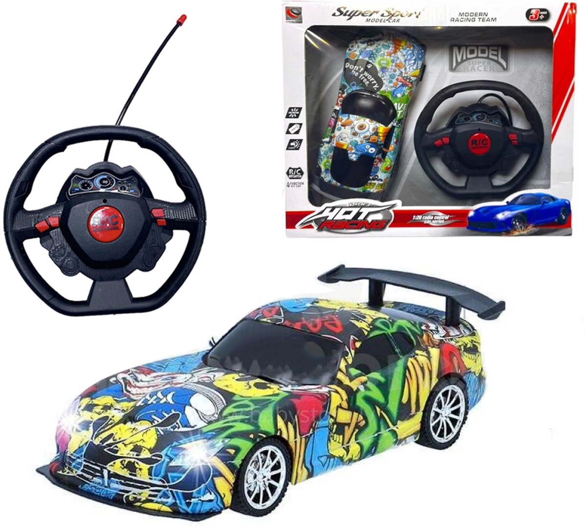 R/C RACING Car - Radiografisch afstand bestuurbare auto - RC AUTO - speelgoed auto - licht gevend koplampen - 1:20