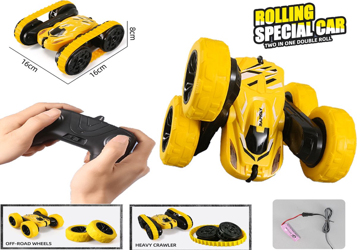 RC Stunt Car Crawler RAPIDLY 1:16 - 2IN1 afstand bestuurbaar speelgoed Stuntauto 2.4GHZ - Oplaadbaar