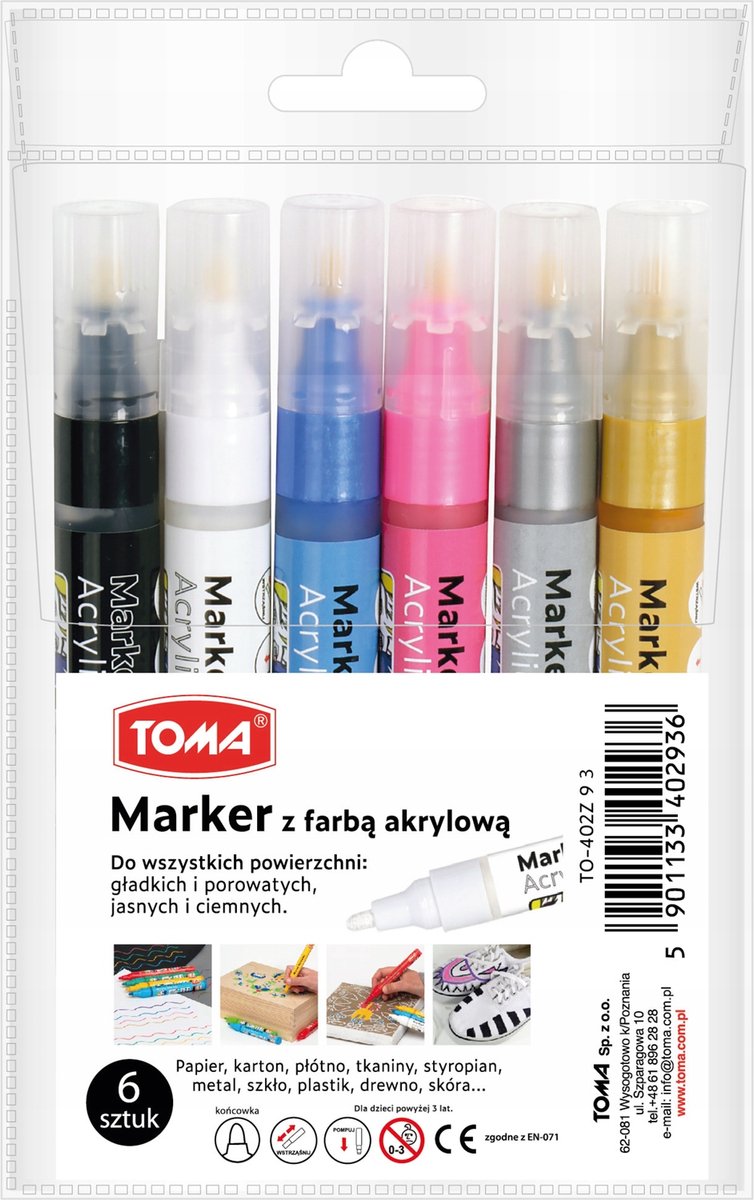 Toma 402 Acrylstiften Rond Metallic - Set van 6