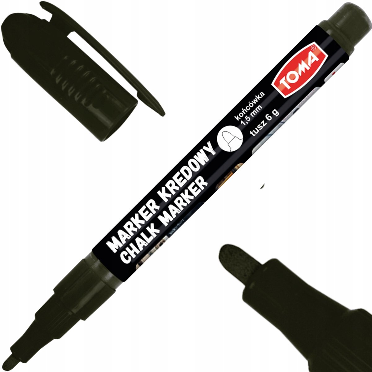 Toma Krijtmarker TO-293 Zwart 1,5mm - Uitwisbaar