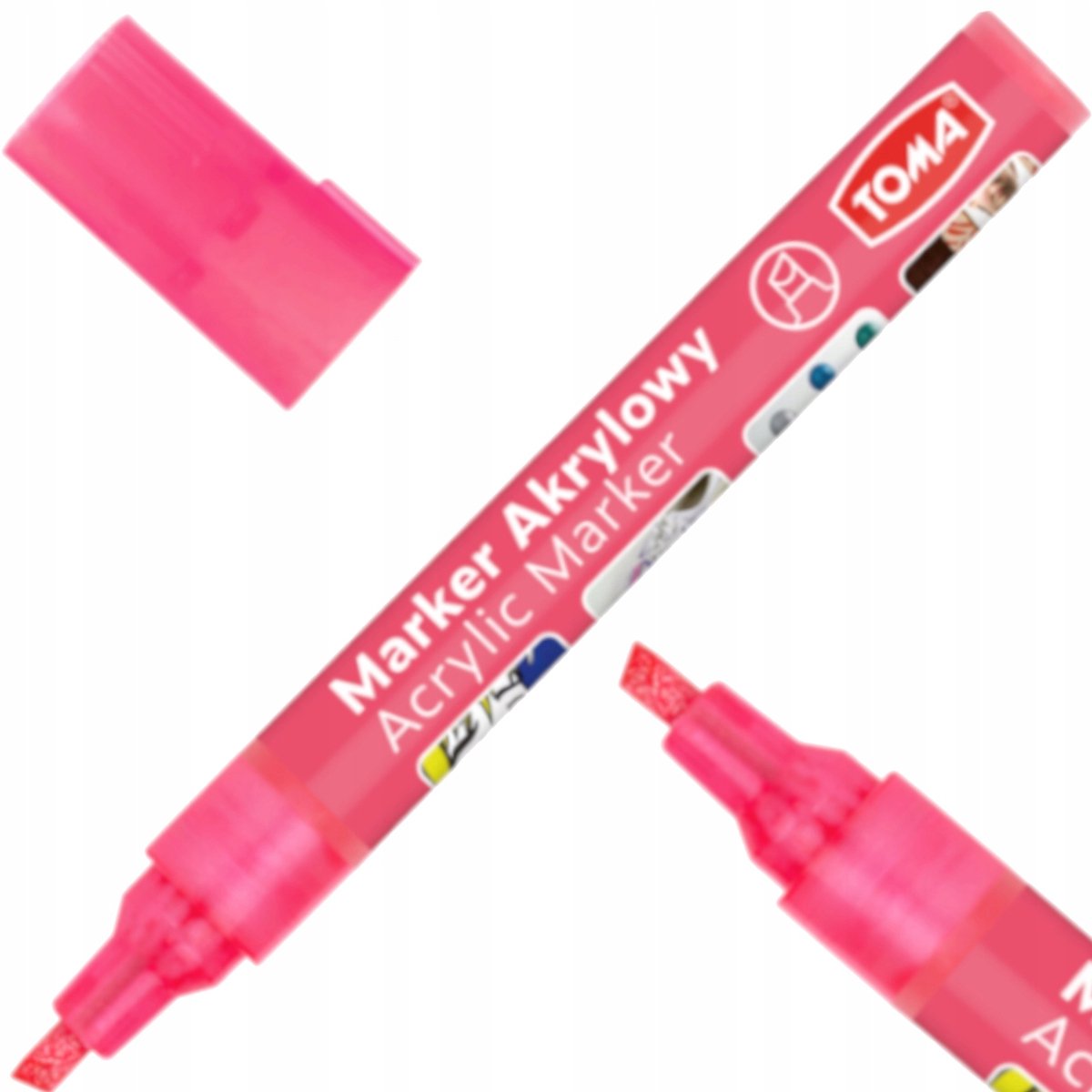 Toma TO-403 Acryl Marker, Afgeschuinde Punt, Metallic Rood