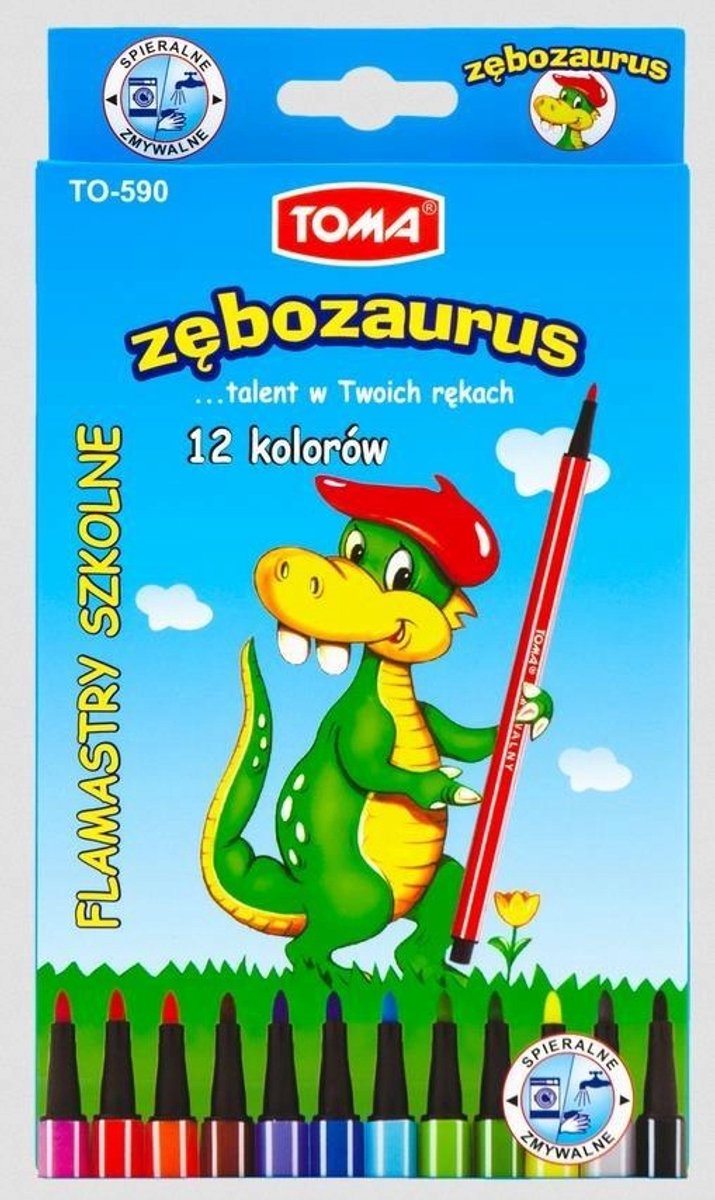 Toma Wasbare Stiften Set - 12 Levendige Kleuren voor Kinderen