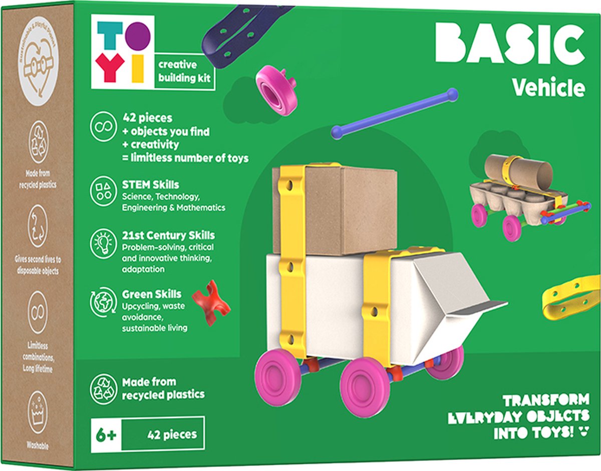 Toyi bouwpakket voertuigen - creatief constructiespeelgoed set.