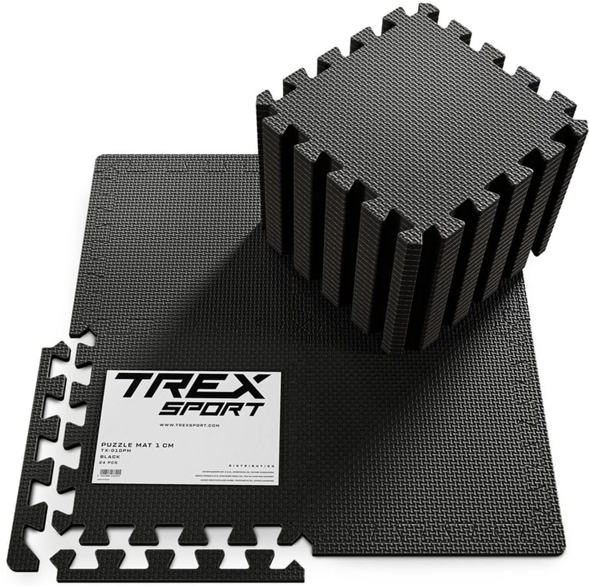 Trex Sport TX-010PM - Puzzelmat - EVA - 24 stuks - 2,38 m² - 10 mm - Zwart