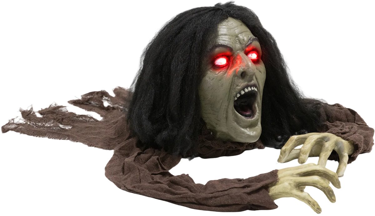 Kruipende Zombie-Decoratie Voor Halloween, Geluiden, Lichtjes, Batterijgevoed