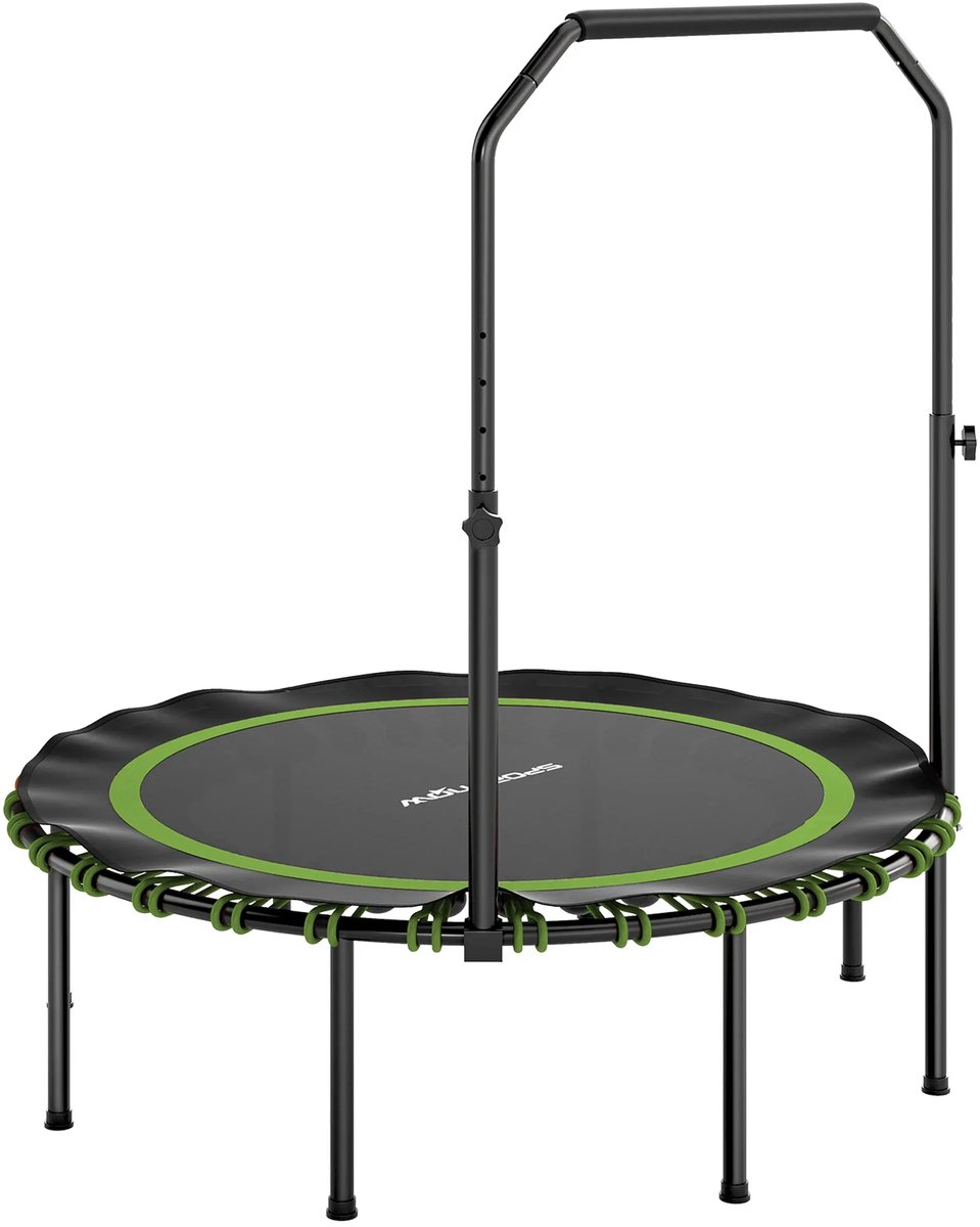 SPORTNOW Fitness Trampoline Met Verstelbare Handgreep, Sport Trampoline Voor Binnen En Buiten, Staal, Kunststof, Groen