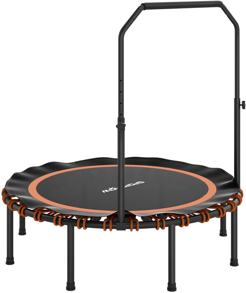 SPORTNOW Fitness-Trampoline Met Verstelbare Handgreep, Sport-Trampoline Voor Binnen En Buiten, Staal, Kunststof, Oranje