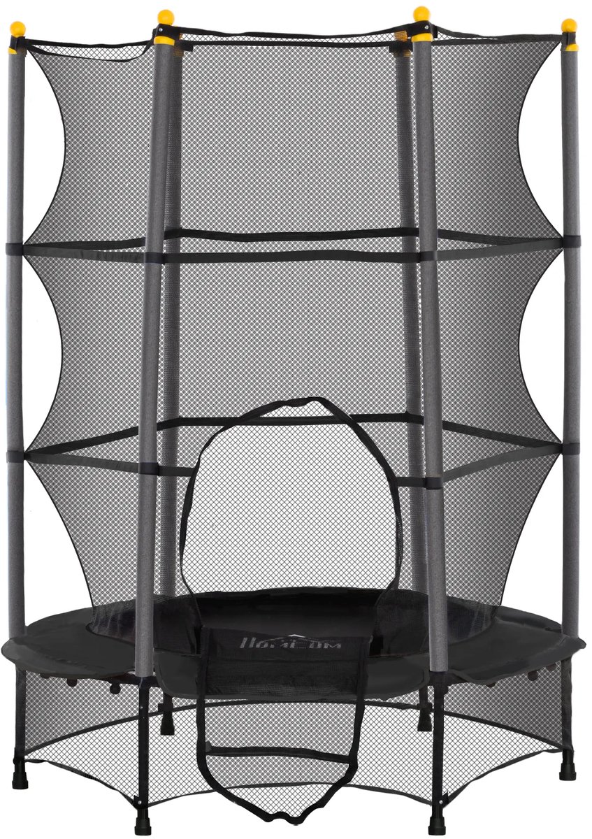 TRUUSK Kindertrampoline Ø140 cm - Met Veiligheidsnet en Randbekleding - Voor Kinderen 3-10 jaar - Tot 50 kg - Zwart