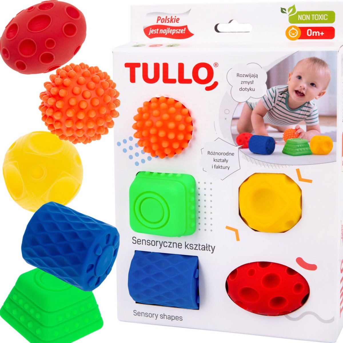 Tullo Sensorischetextuur vormen - Set van 5- 0m+ 0+ manden